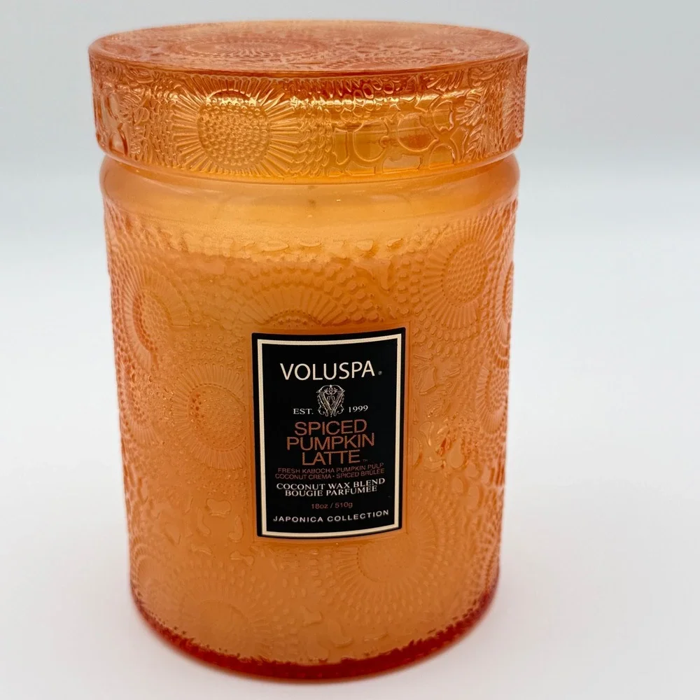 Voluspa Candle 18oz Orange Spiced Pumpkin Latte‎ Japonica Glass NEW